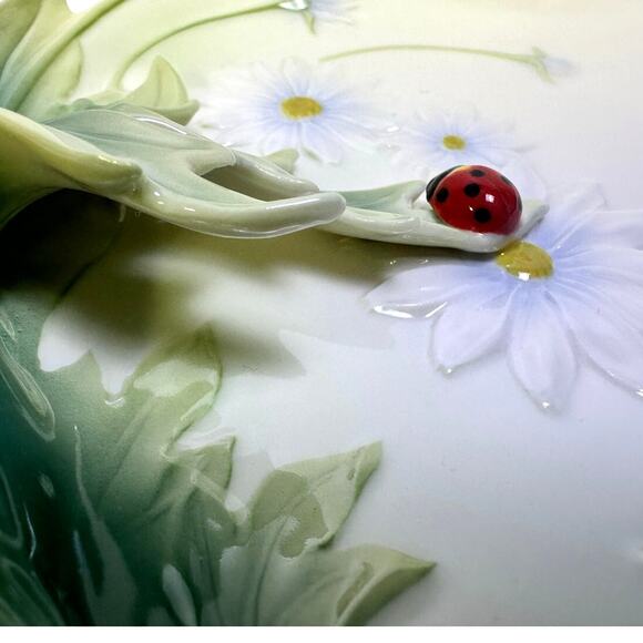 Franz Porcelain Ladybug Design Sculptured Porcelain FZ00594 Dessert Plate Tray - Picture 3 of 12